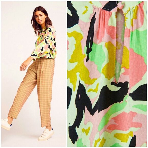 Printed Dolman Sleeve Peasant Top - Picture 6 of 13